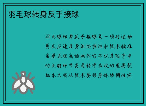 羽毛球转身反手接球